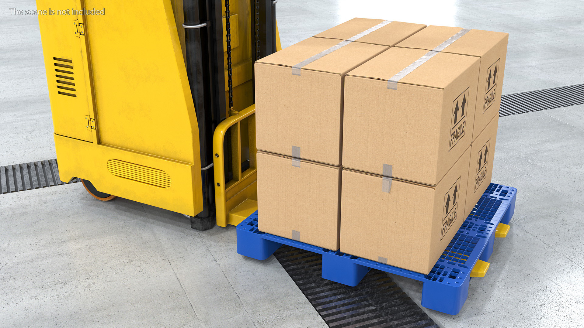 Yale Electric Forklift with Pallet and Boxes 3D model