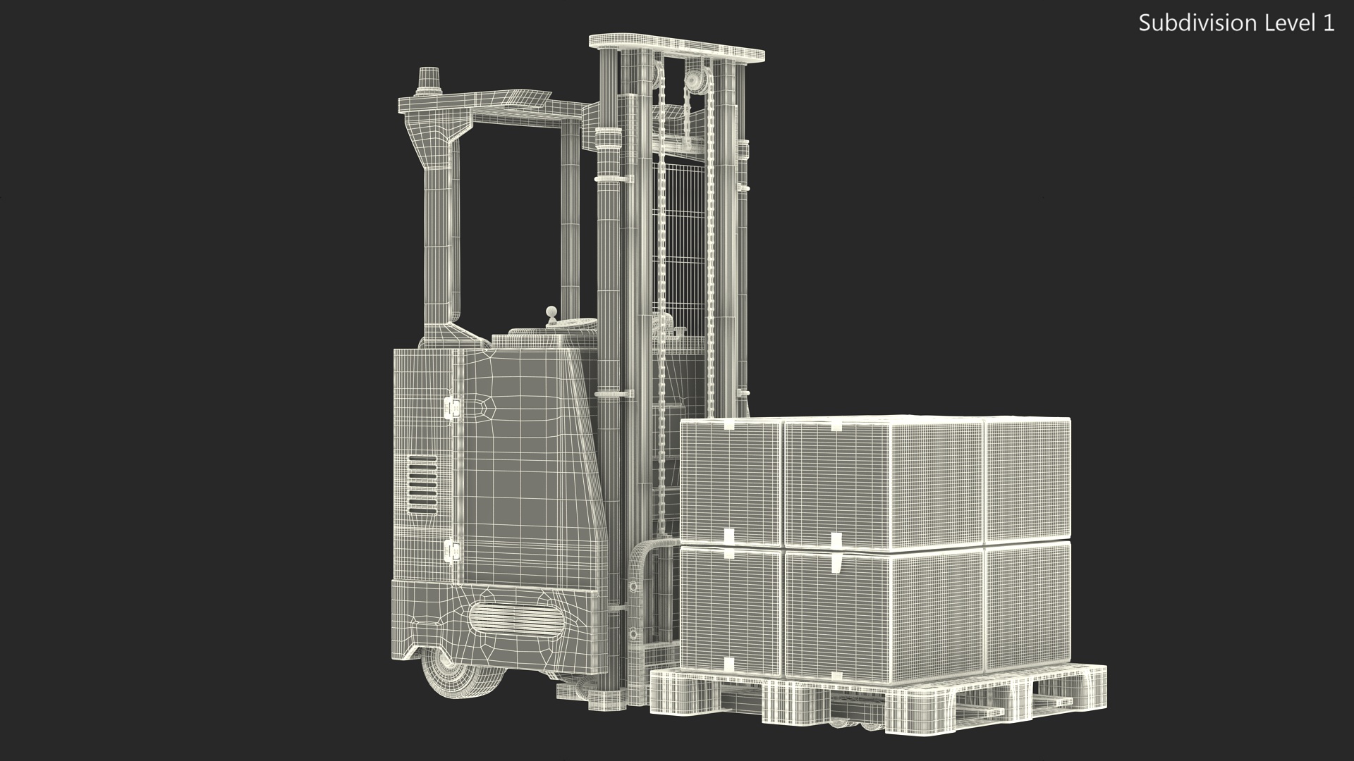 Yale Electric Forklift with Pallet and Boxes 3D model