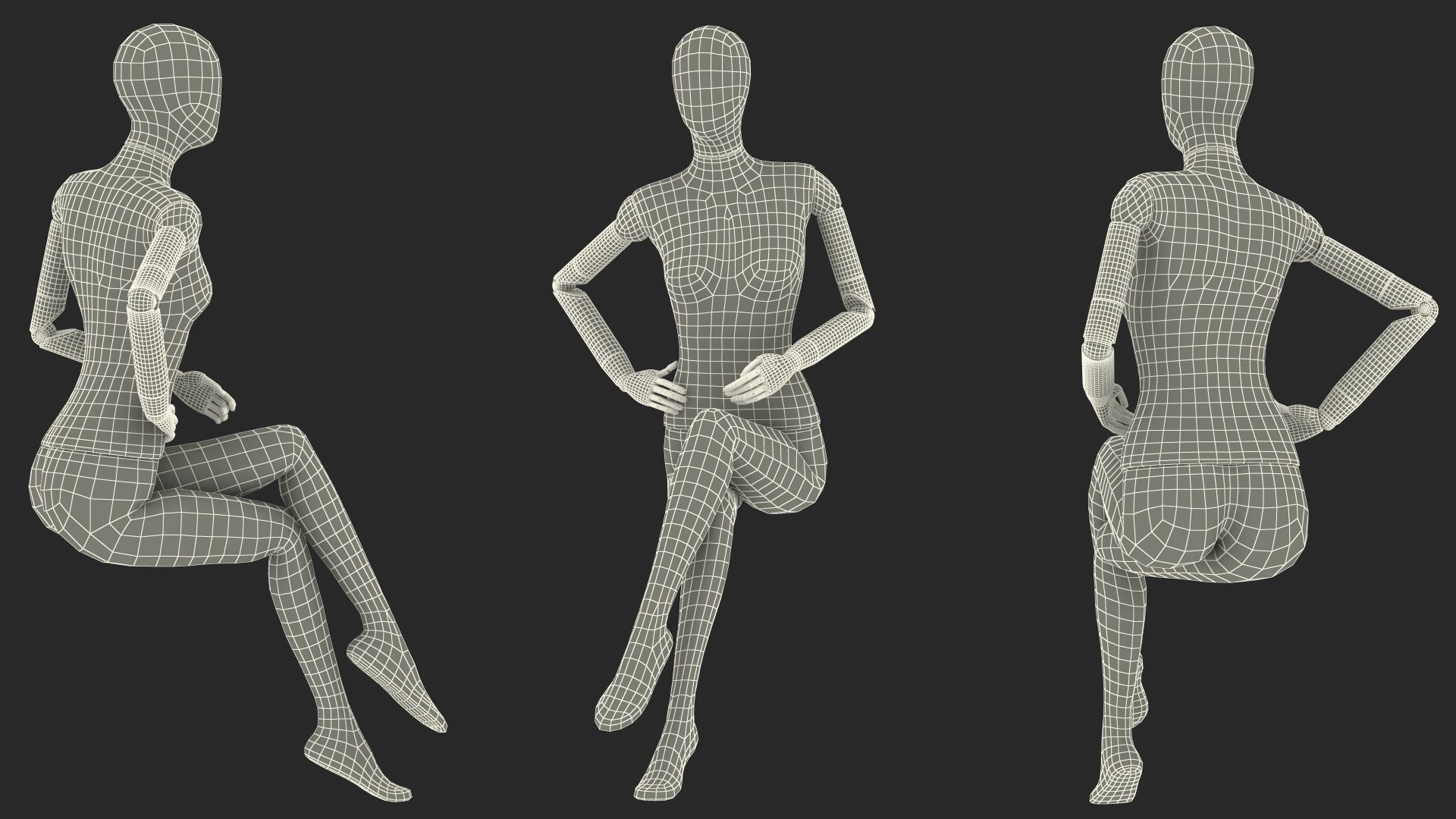 3D Flexible Female Mannequin Sitting Pose model