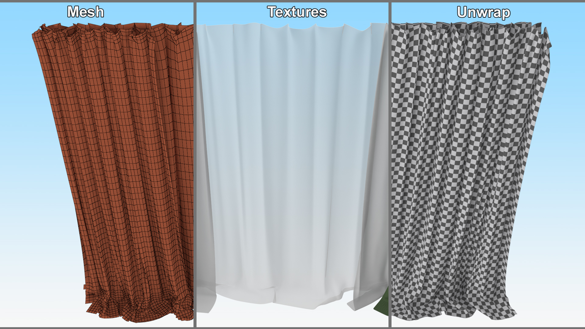 Elegant Curtains Green 3D
