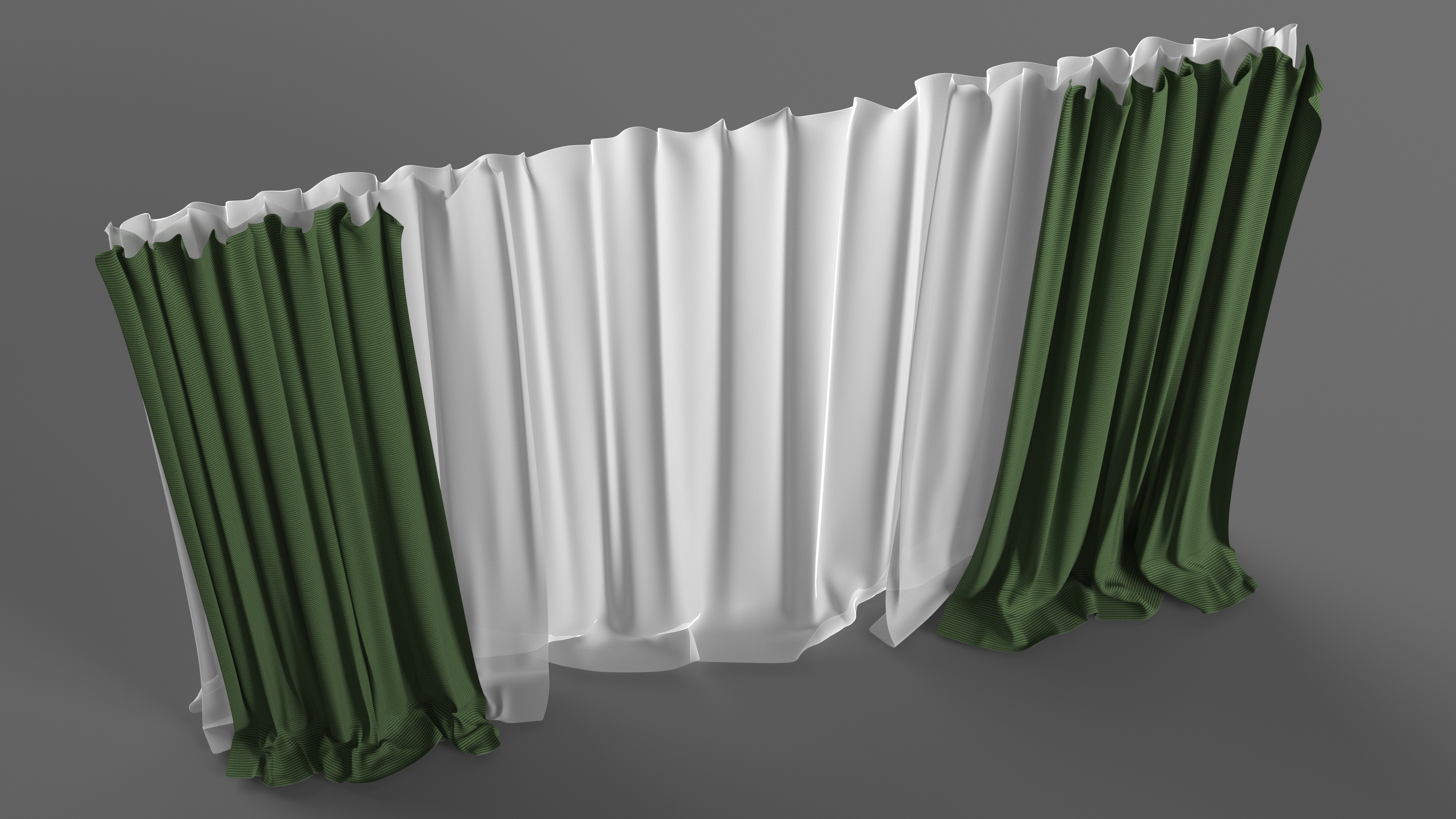 Elegant Curtains Green 3D
