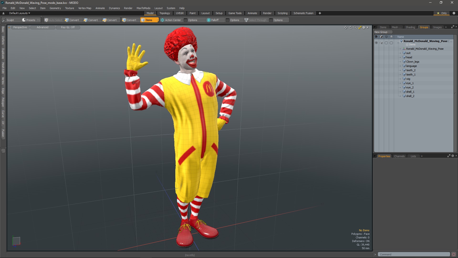 Ronald McDonald Waving Pose 3D