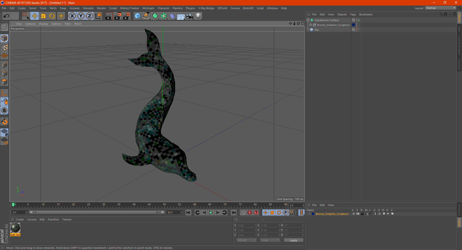 Bronze Dolphin Sculpture 3D model