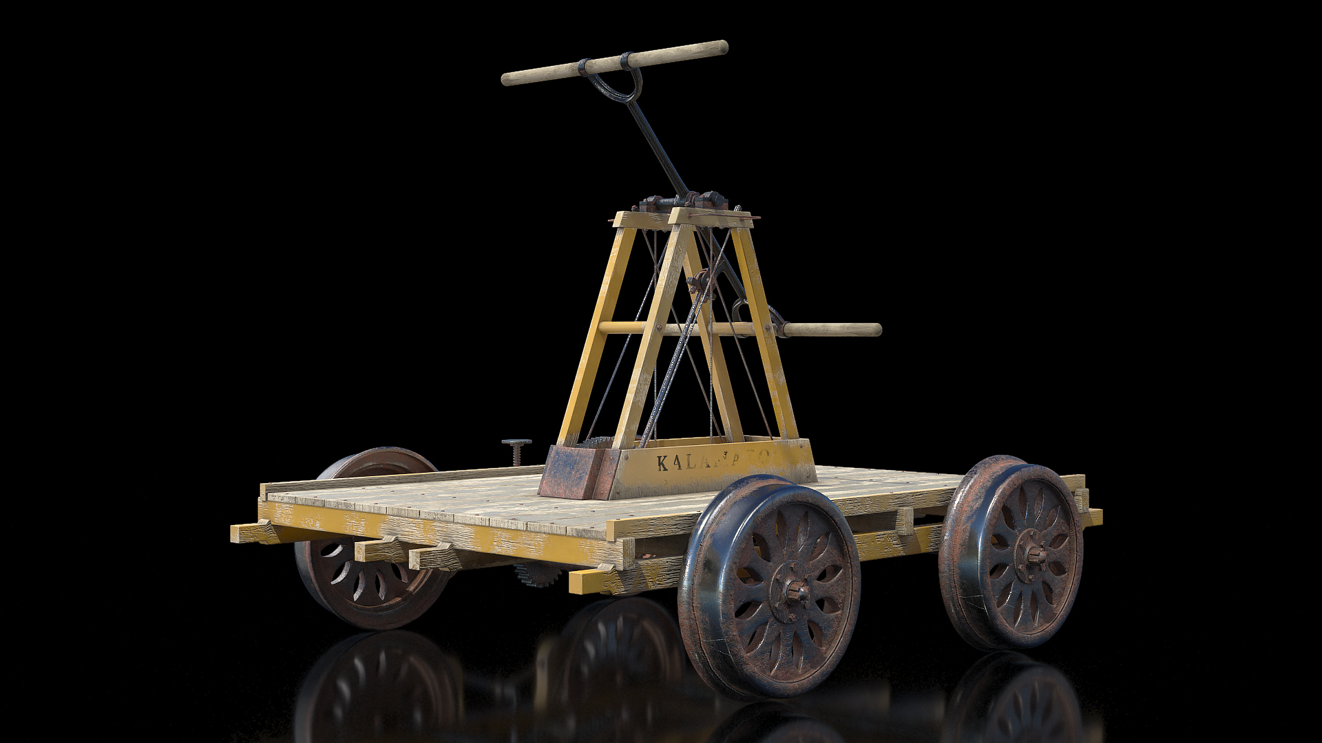 3D model Kalamazoo Vintage Railway Handcar Rigged