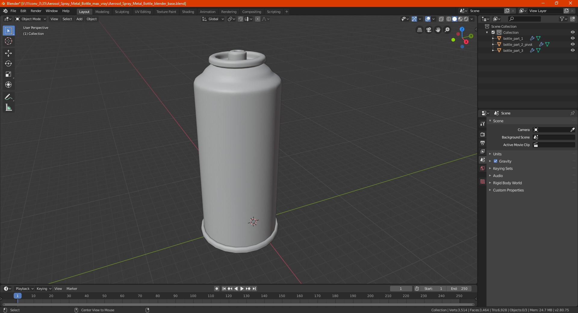 3D Aerosol Spray Metal Bottle