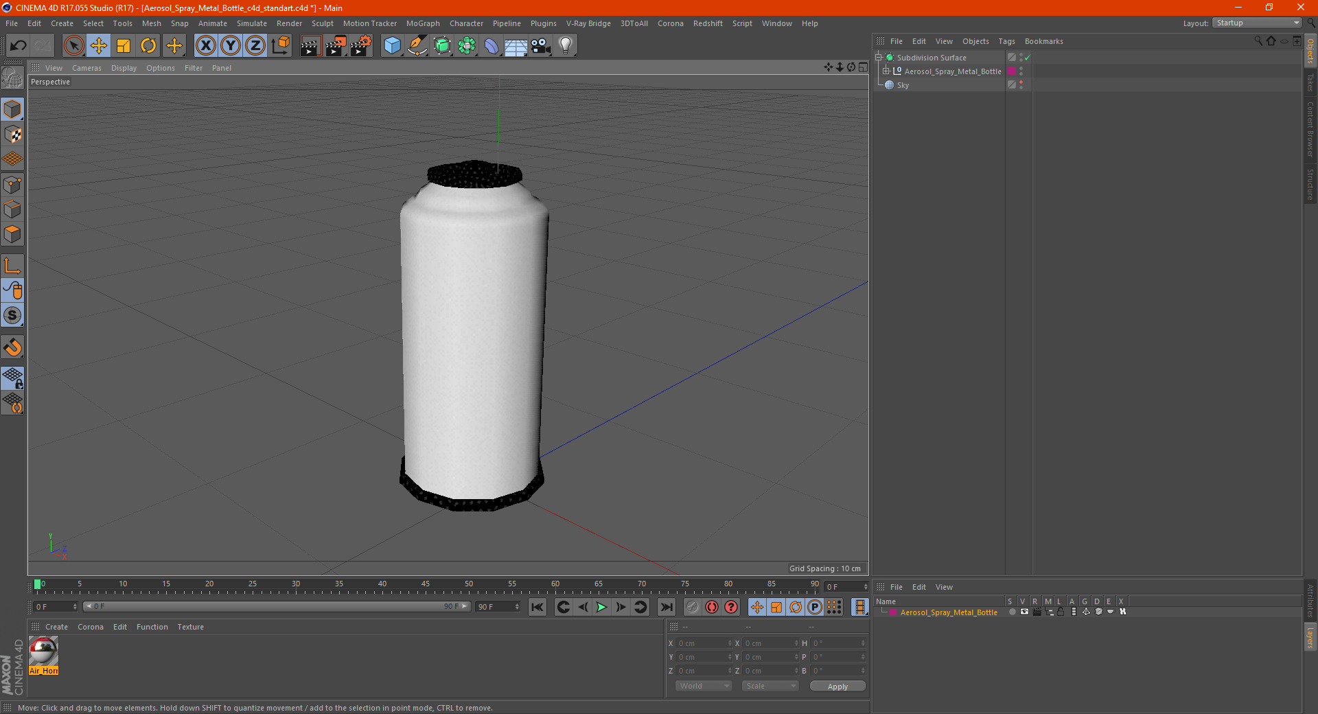 3D Aerosol Spray Metal Bottle