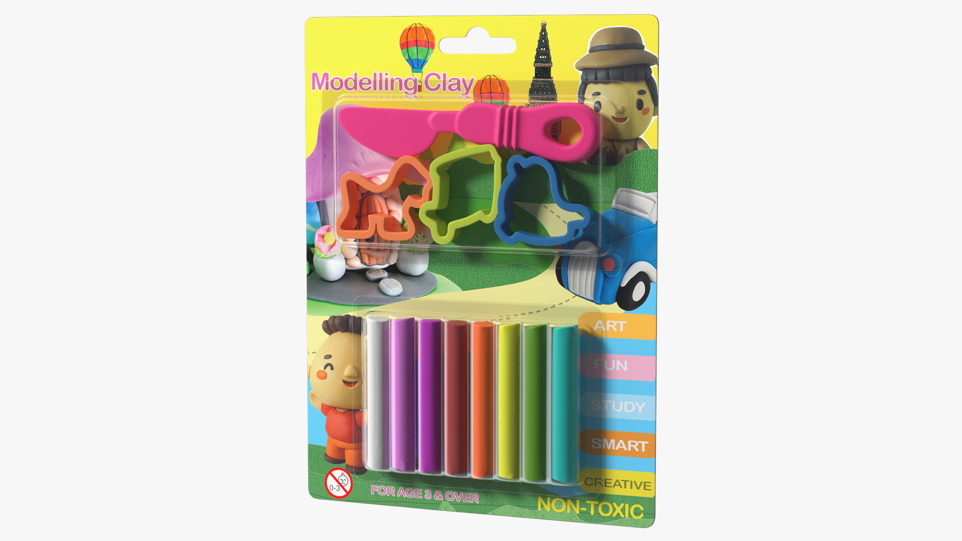 3D Multi Coloured Modelling Clay Blister Set
