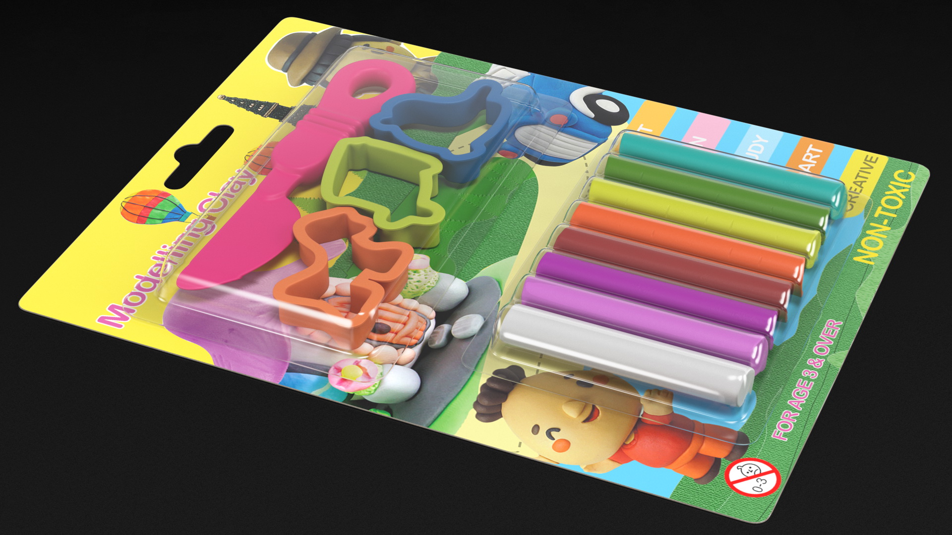 3D Multi Coloured Modelling Clay Blister Set
