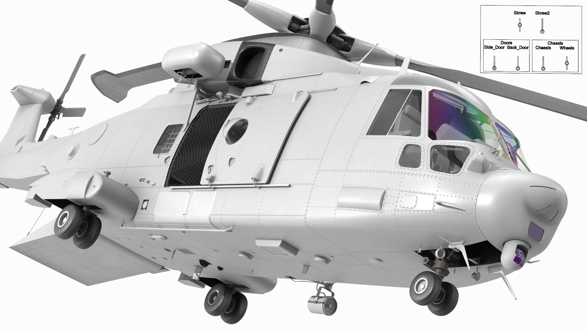 3D Multipurpose Medium Transport Helicopter Rigged for Cinema 4D