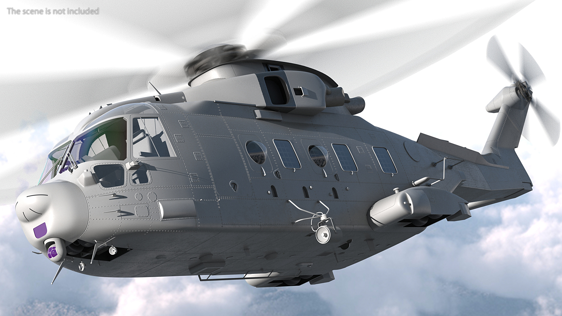 3D Multipurpose Medium Transport Helicopter Rigged for Cinema 4D