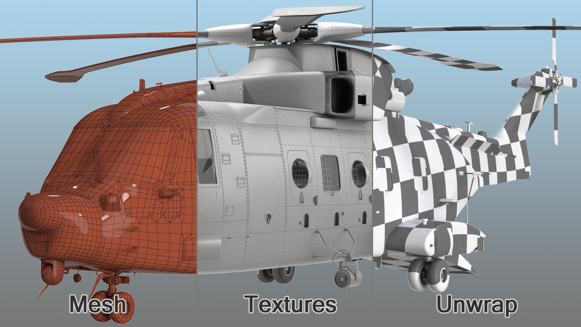 3D Multipurpose Medium Transport Helicopter Rigged for Cinema 4D