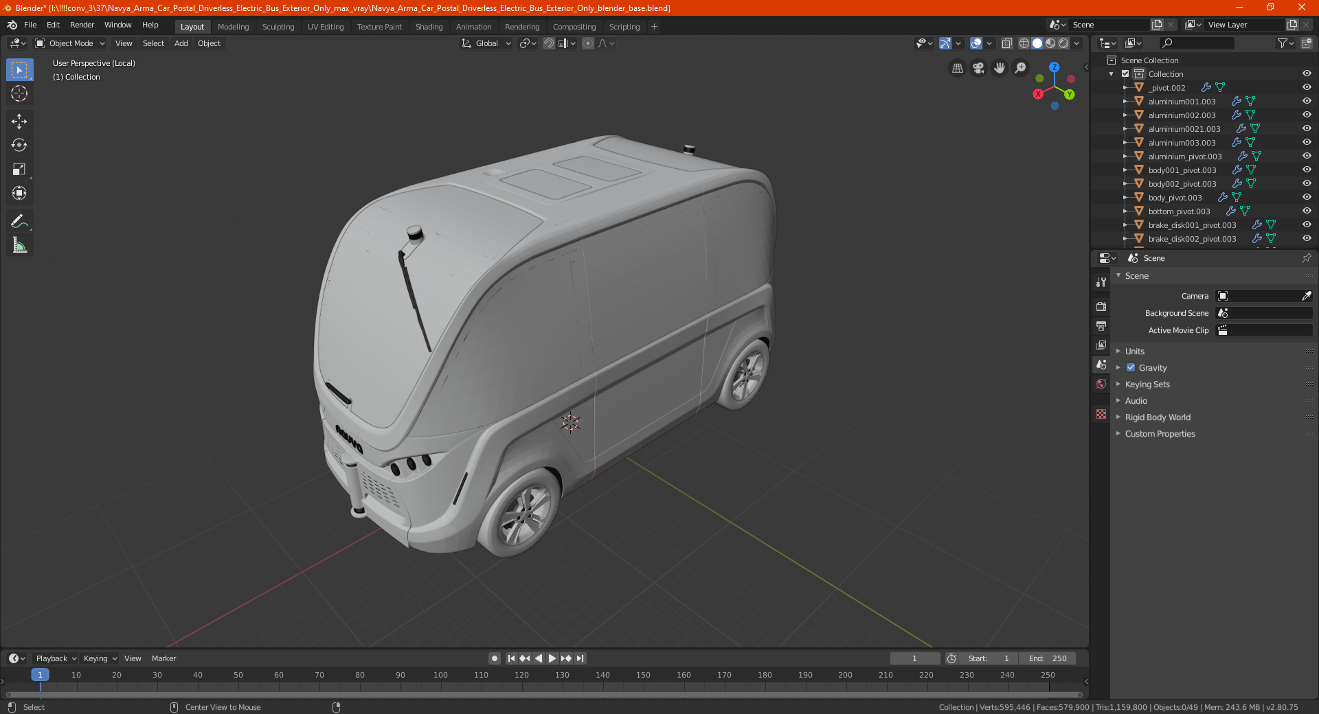 Navya Arma Car Postal Driverless Electric Bus Exterior Only 3D model