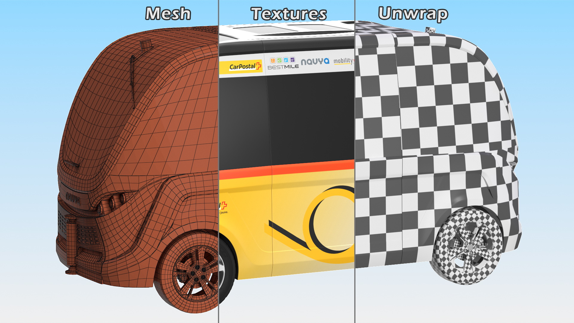 Navya Arma Car Postal Driverless Electric Bus Exterior Only 3D model