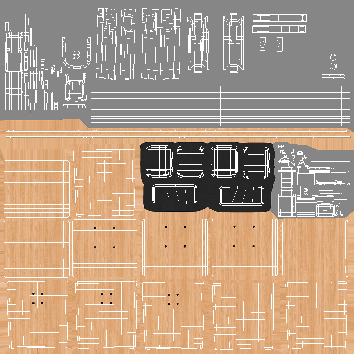 3D University Seating System For Three Seats
