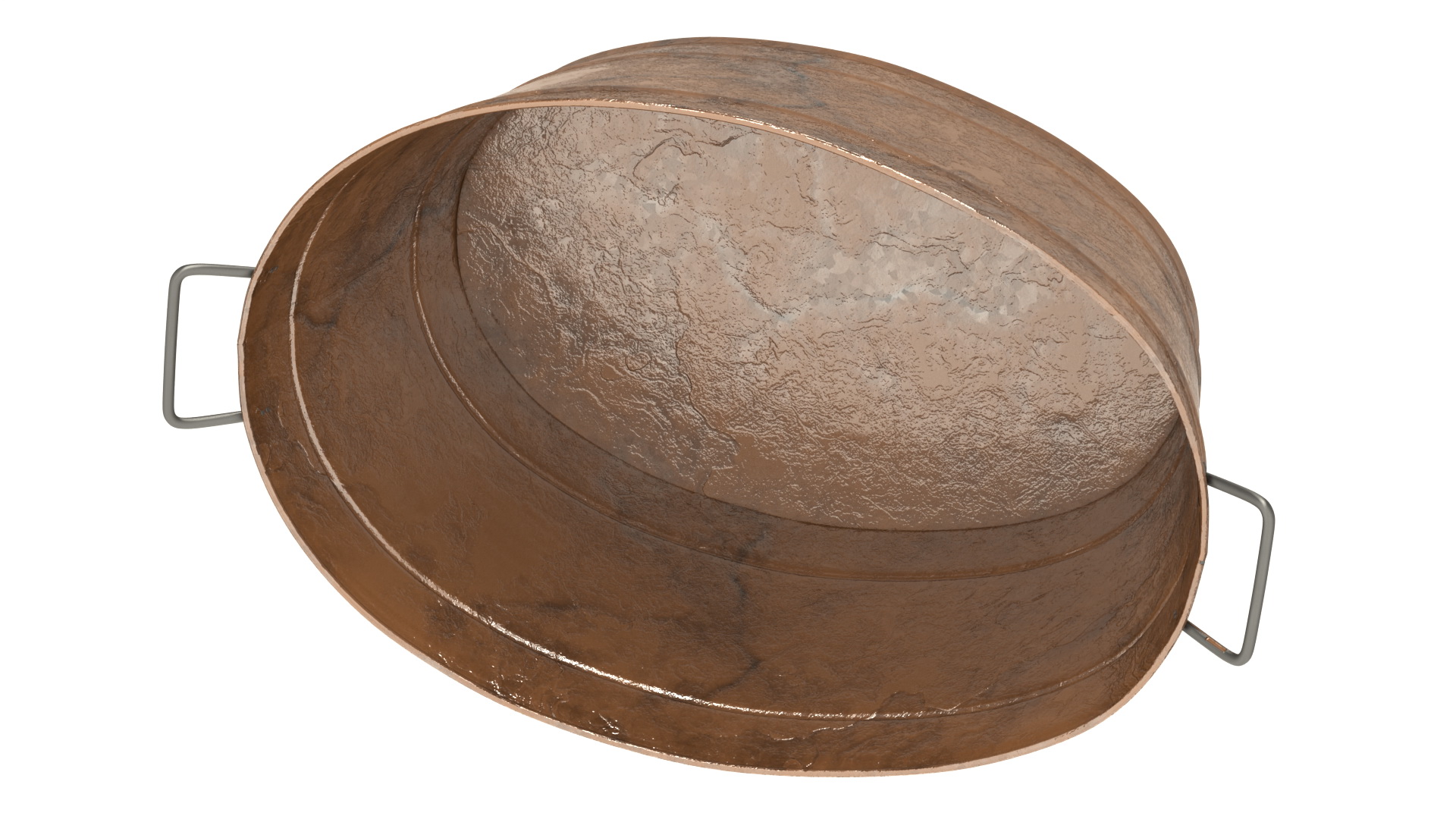 3D Large Rusty Steel Oval Tub