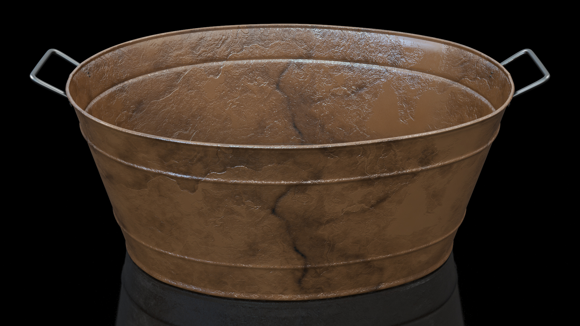 3D Large Rusty Steel Oval Tub