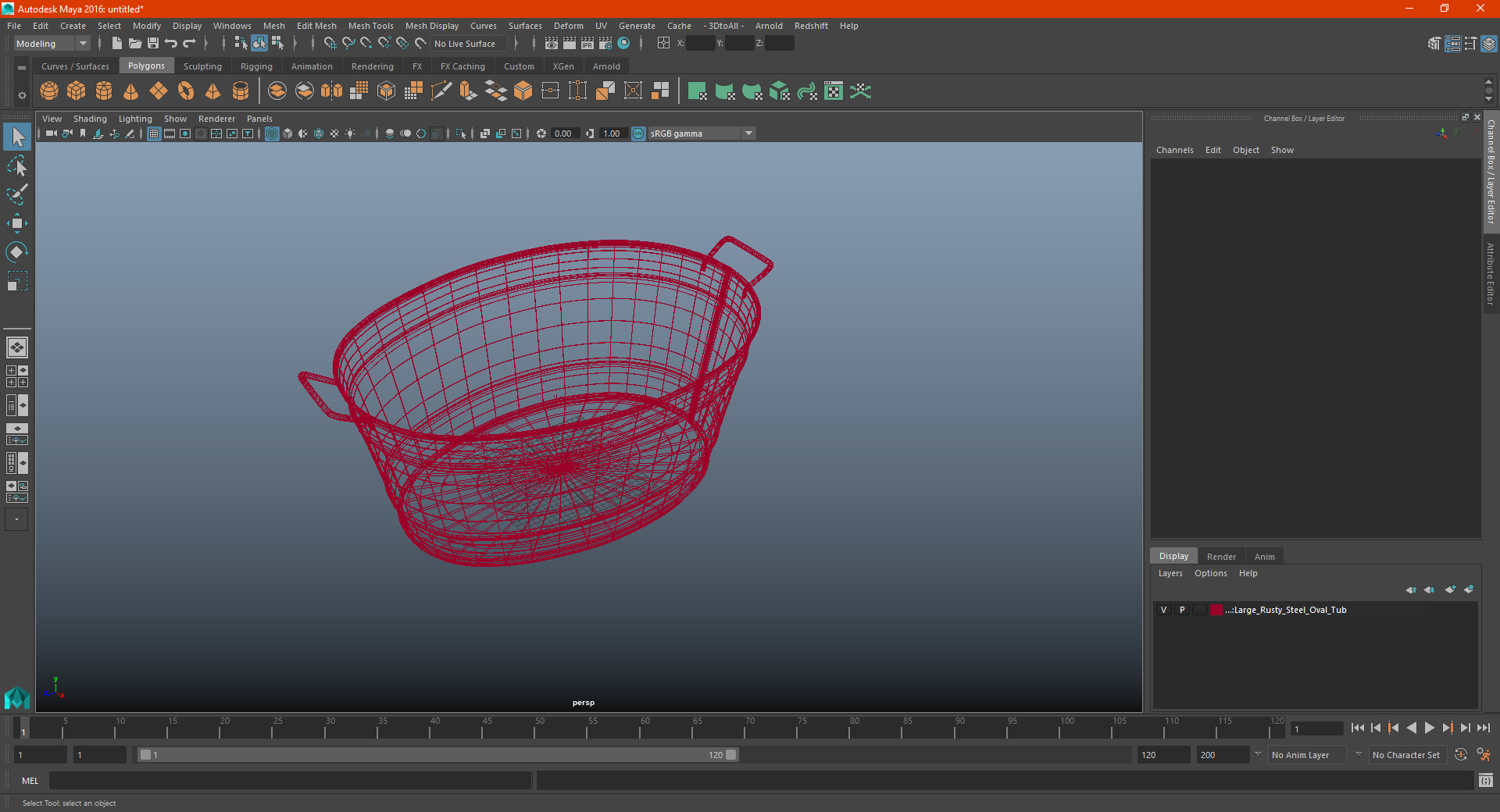 3D Large Rusty Steel Oval Tub