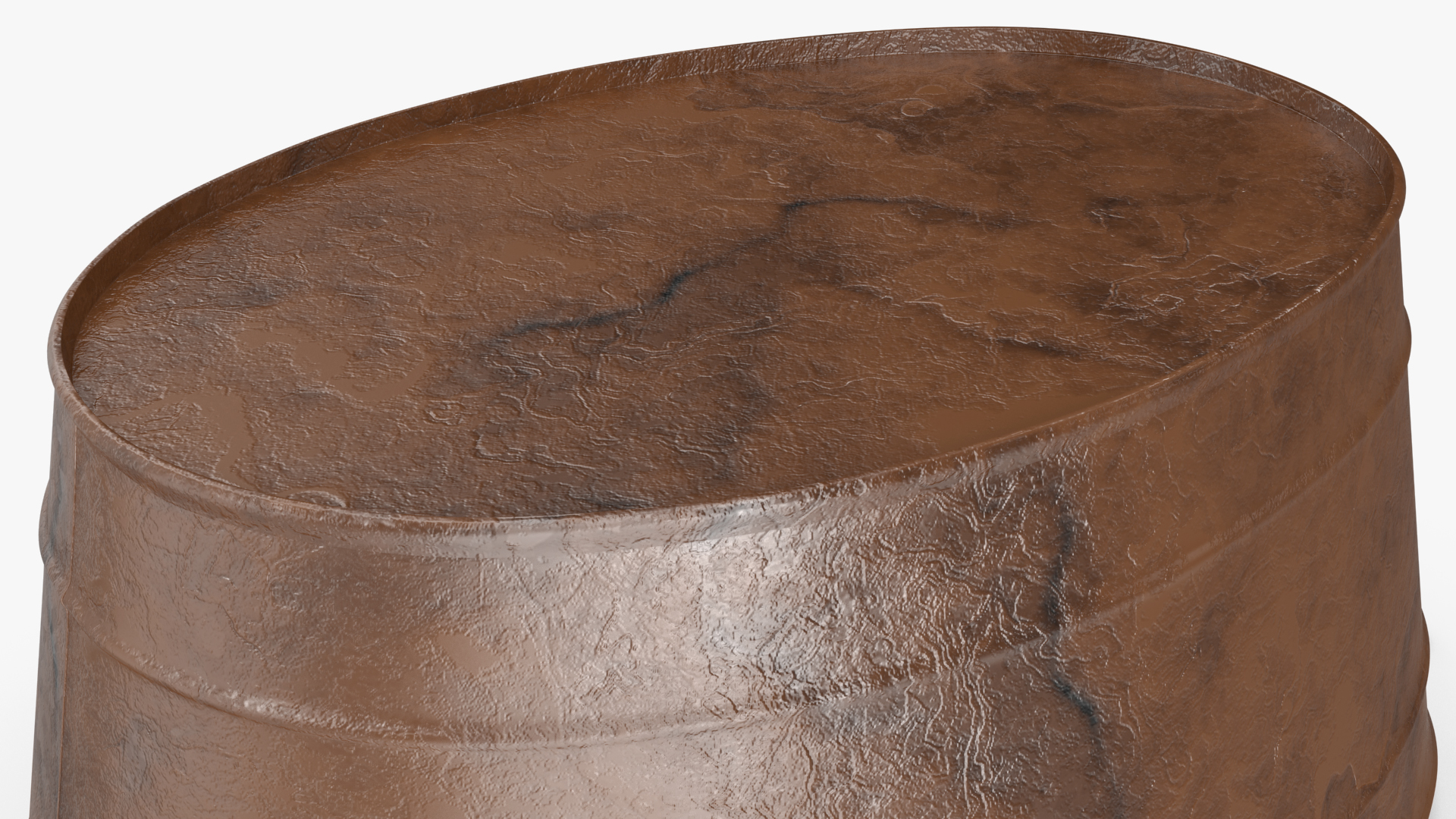 3D Large Rusty Steel Oval Tub