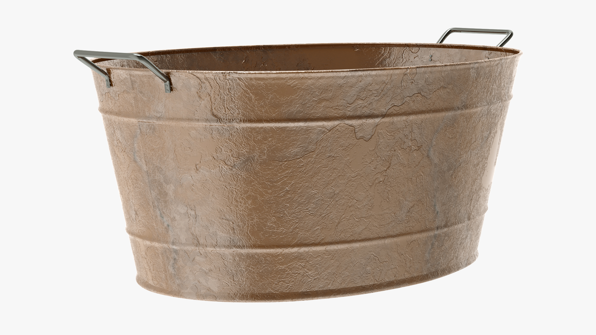 3D Large Rusty Steel Oval Tub