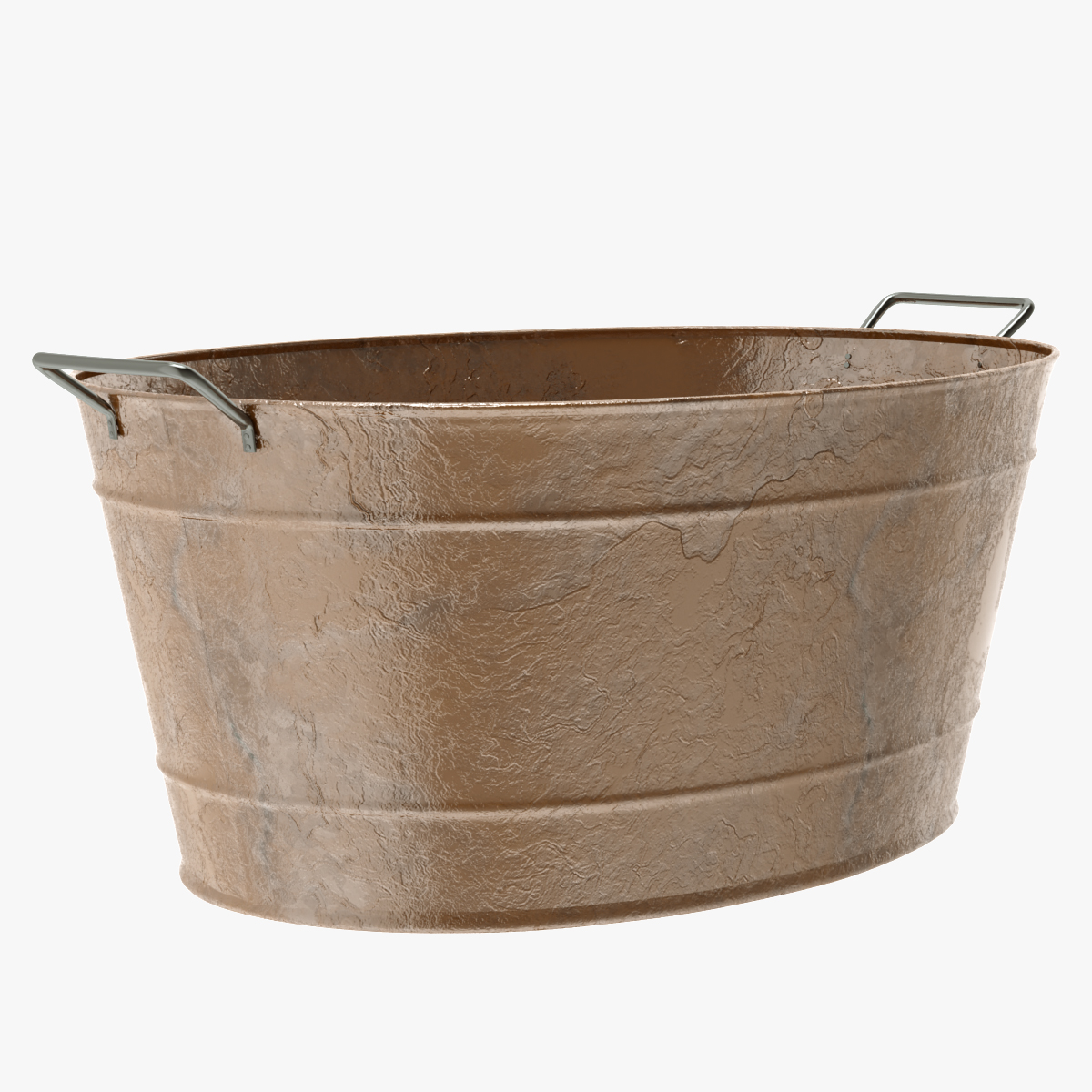 3D Large Rusty Steel Oval Tub