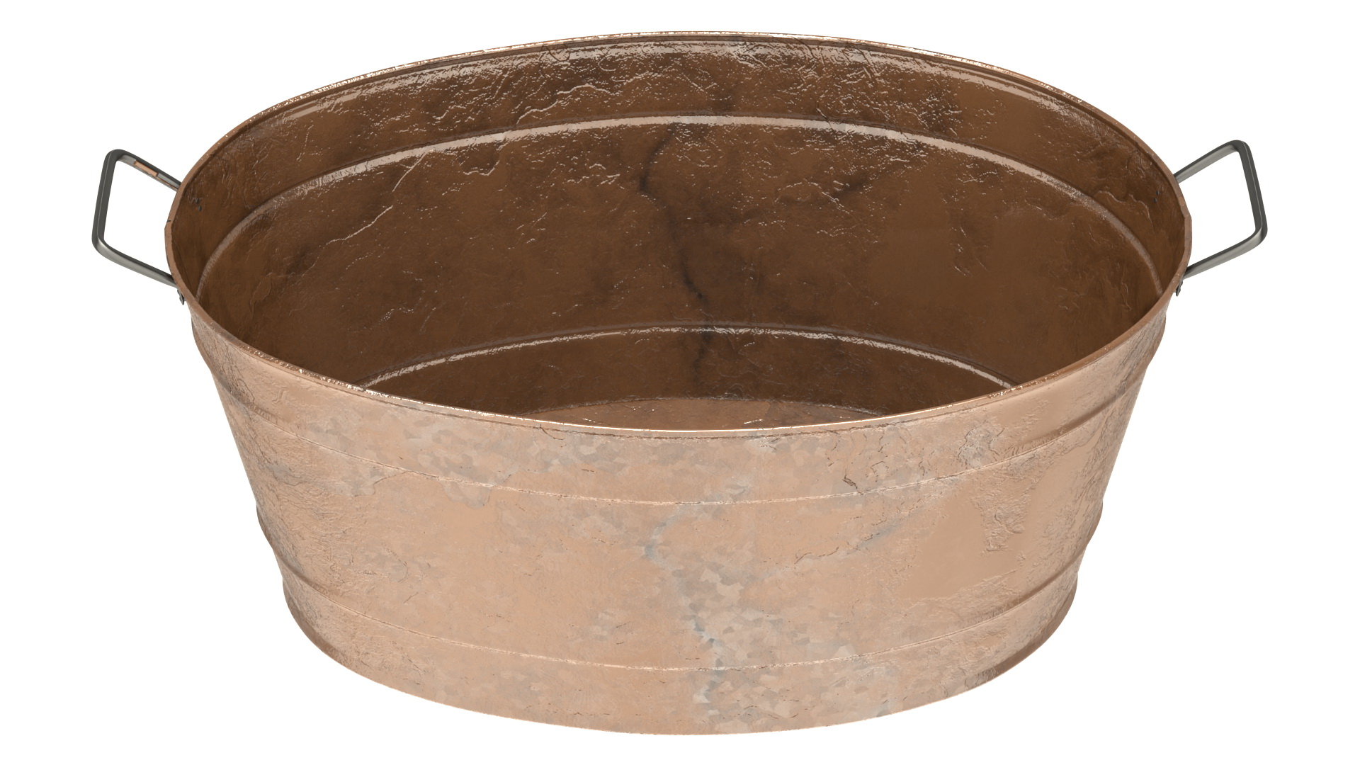 3D Large Rusty Steel Oval Tub