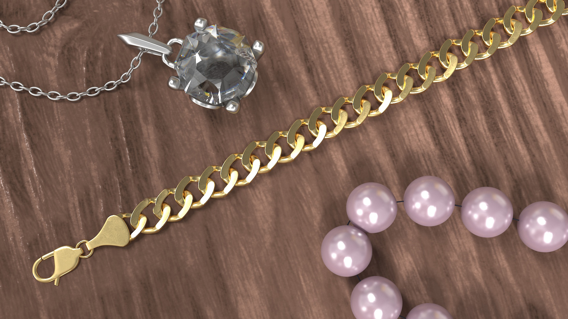 Golden Curb Chain 3D