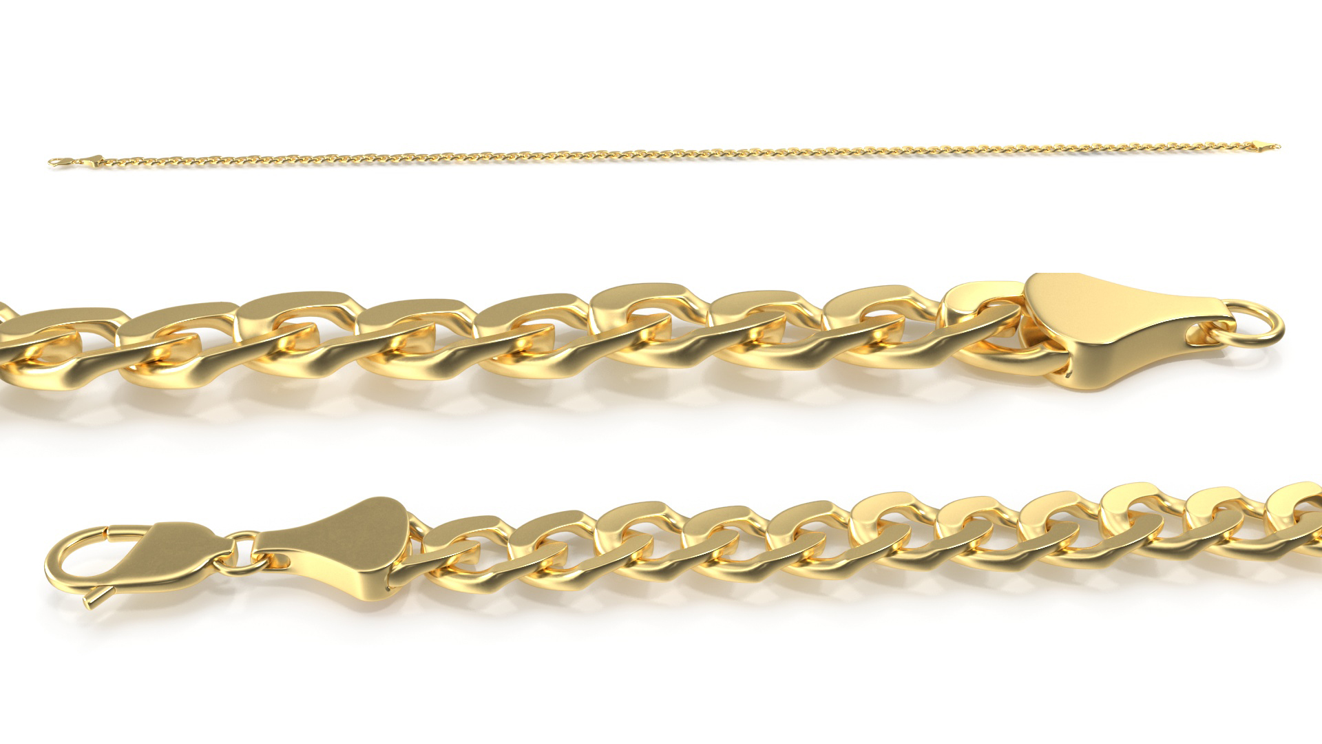 Golden Curb Chain 3D