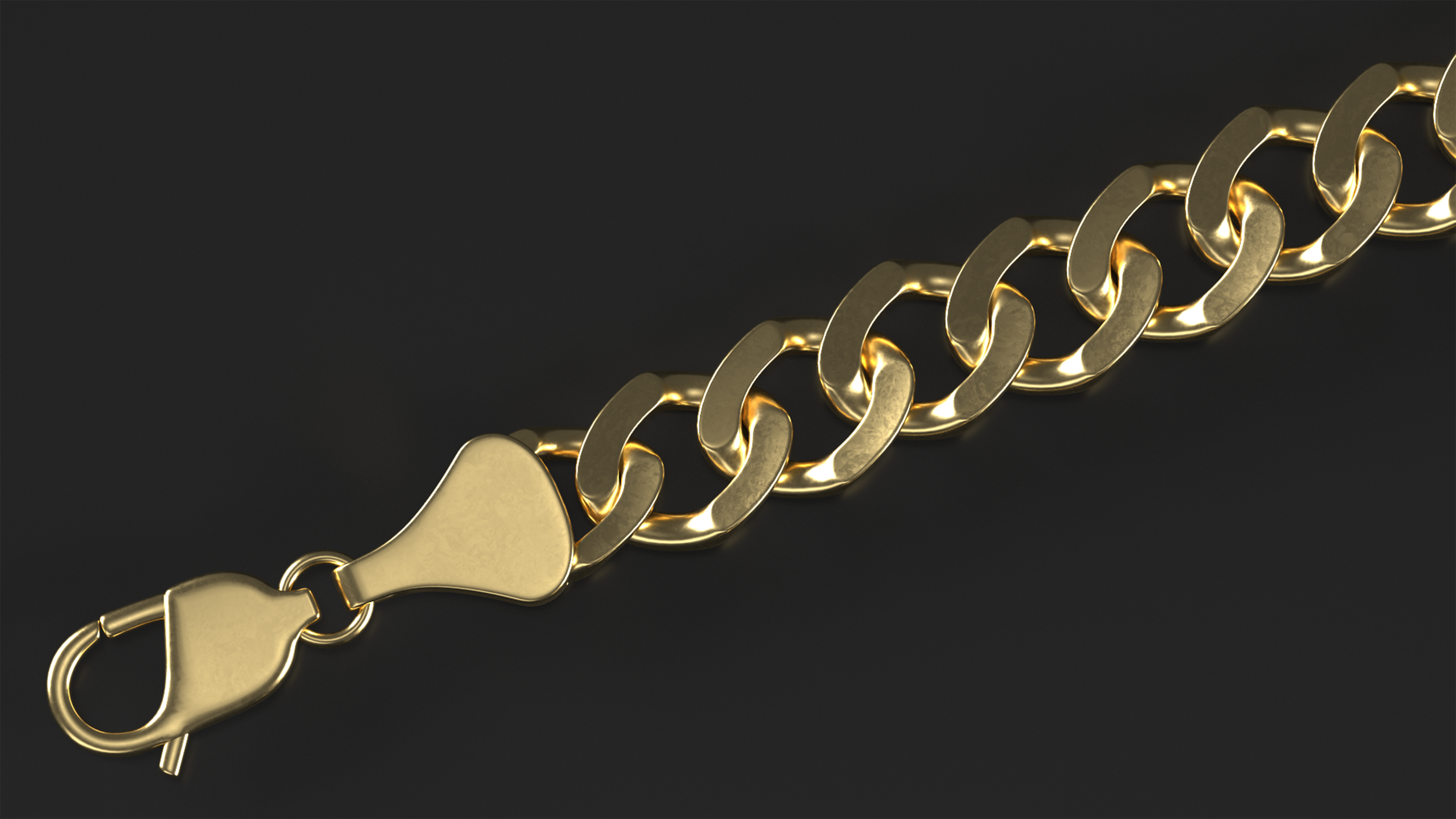 Golden Curb Chain 3D