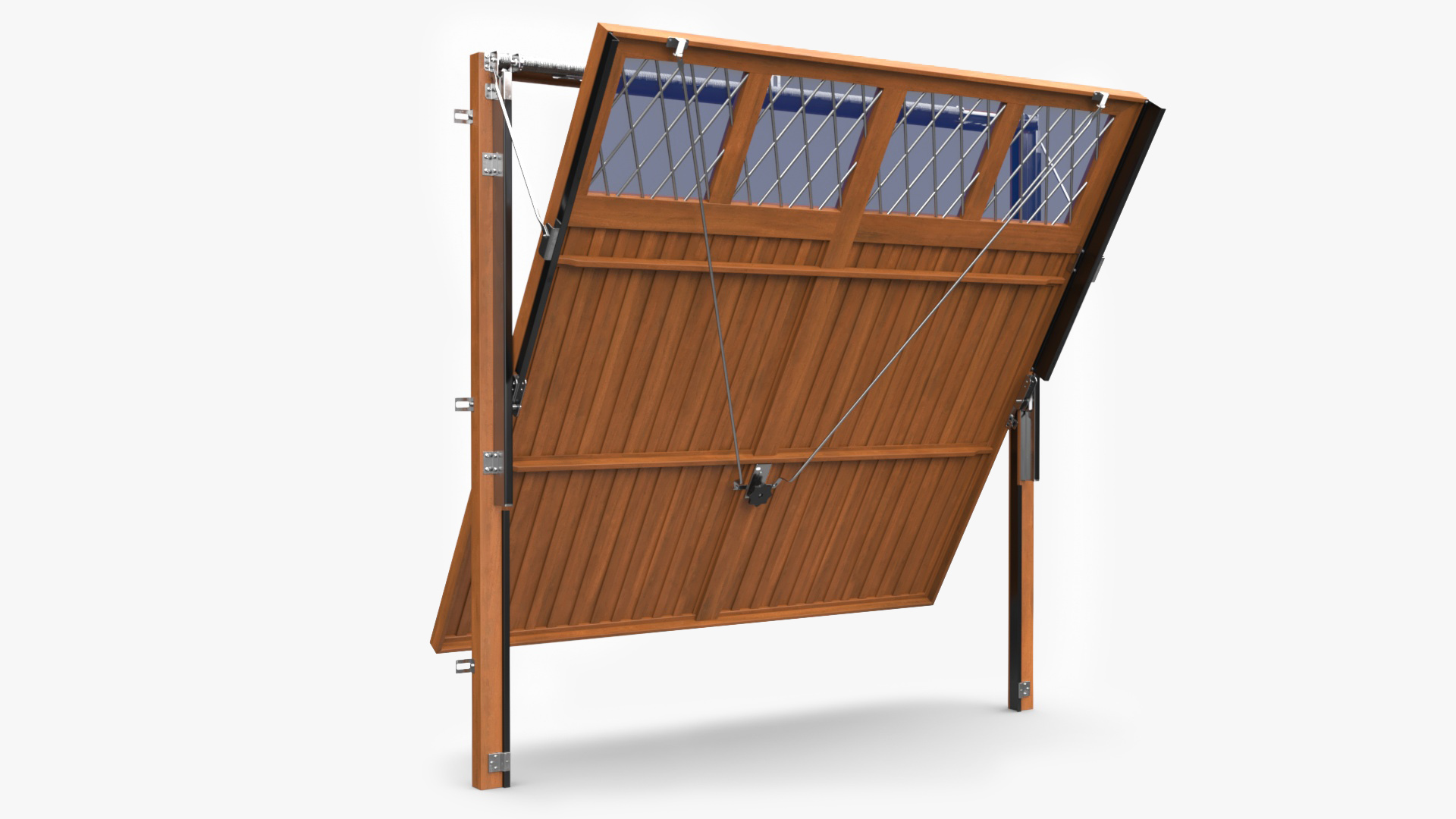 Double Garage Door with Windows Rigged for Maya 3D