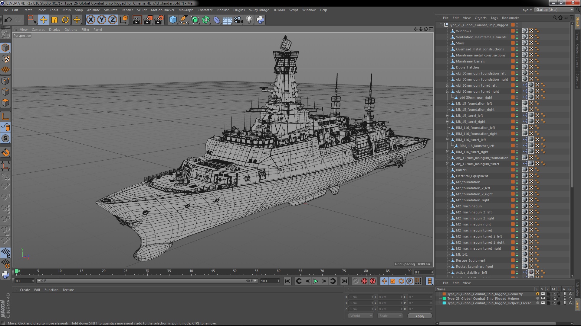 Type 26 Global Combat Ship Rigged for Cinema 4D 3D