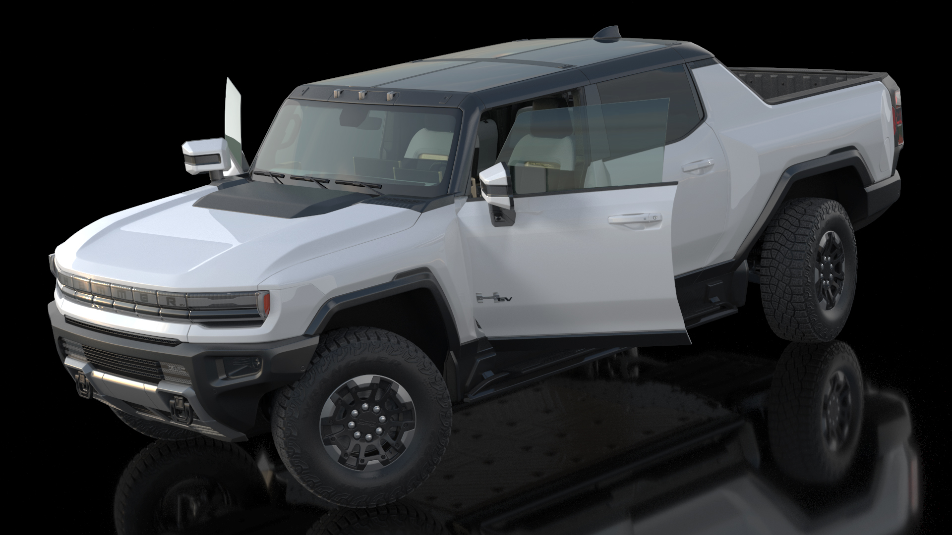 GMC Hummer EV PICKUP Lights Off Rigged for Maya 3D