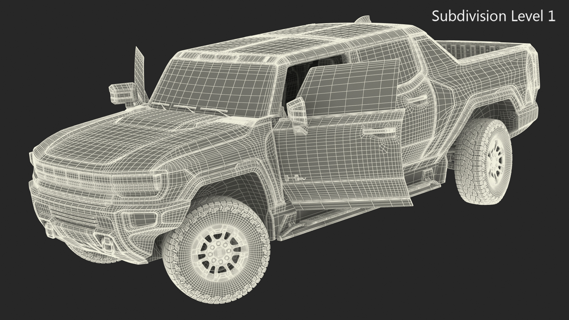 GMC Hummer EV PICKUP Lights Off Rigged for Maya 3D
