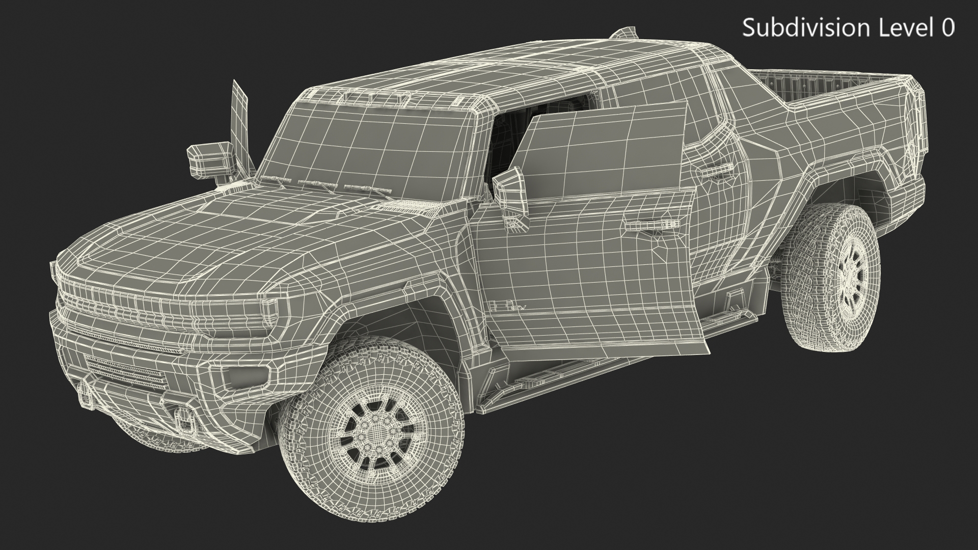 GMC Hummer EV PICKUP Lights Off Rigged for Maya 3D