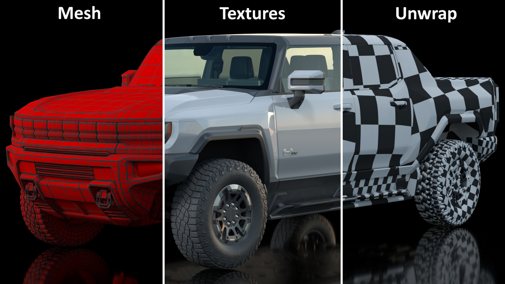 GMC Hummer EV PICKUP Lights Off Rigged for Maya 3D