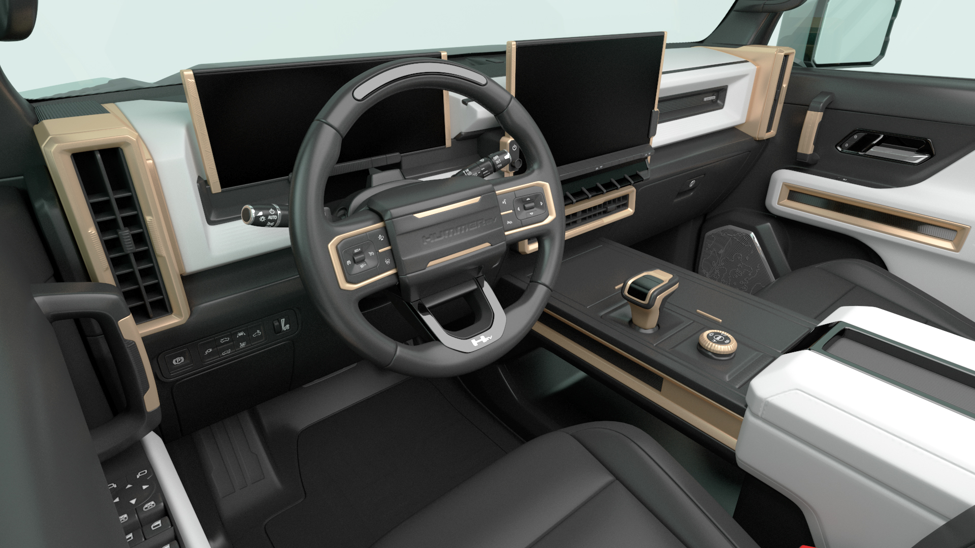 GMC Hummer EV PICKUP Lights Off Rigged for Maya 3D