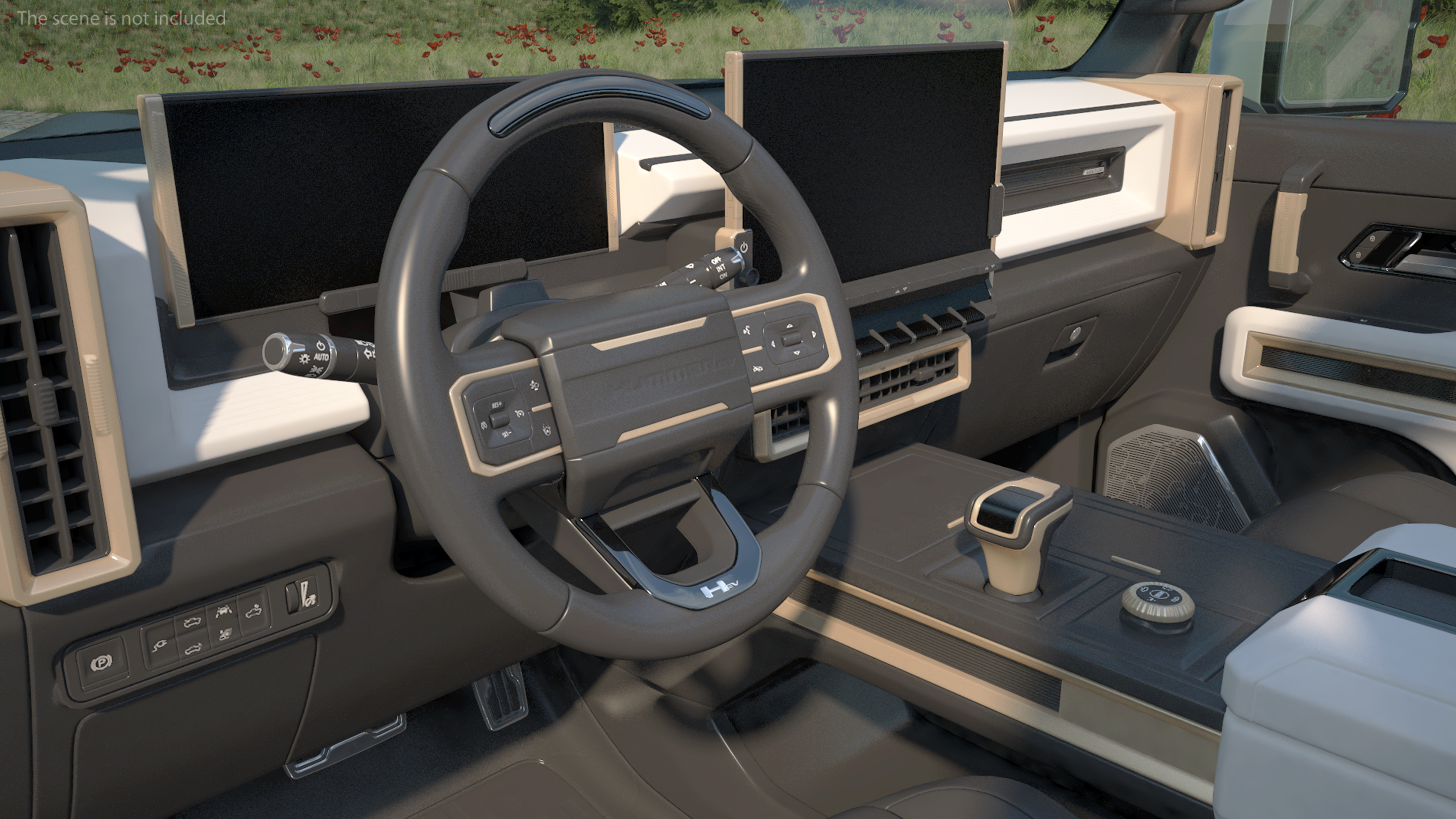 GMC Hummer EV PICKUP Lights Off Rigged for Maya 3D