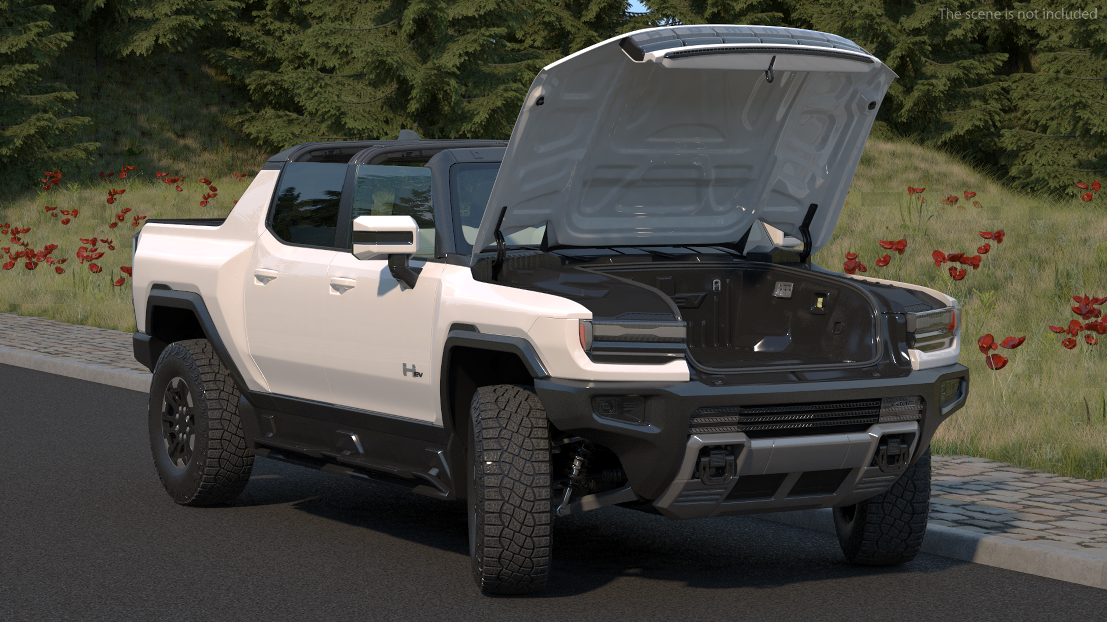 GMC Hummer EV PICKUP Lights Off Rigged for Maya 3D