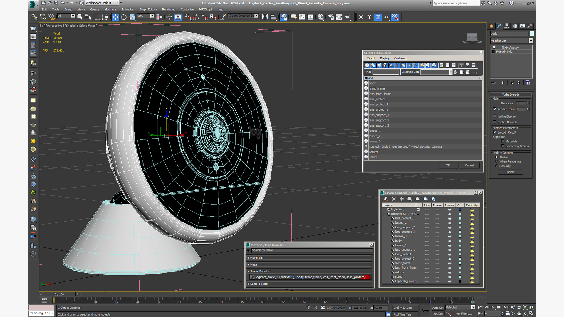 3D Logitech Circle2 Weatherproof Wired Security Camera