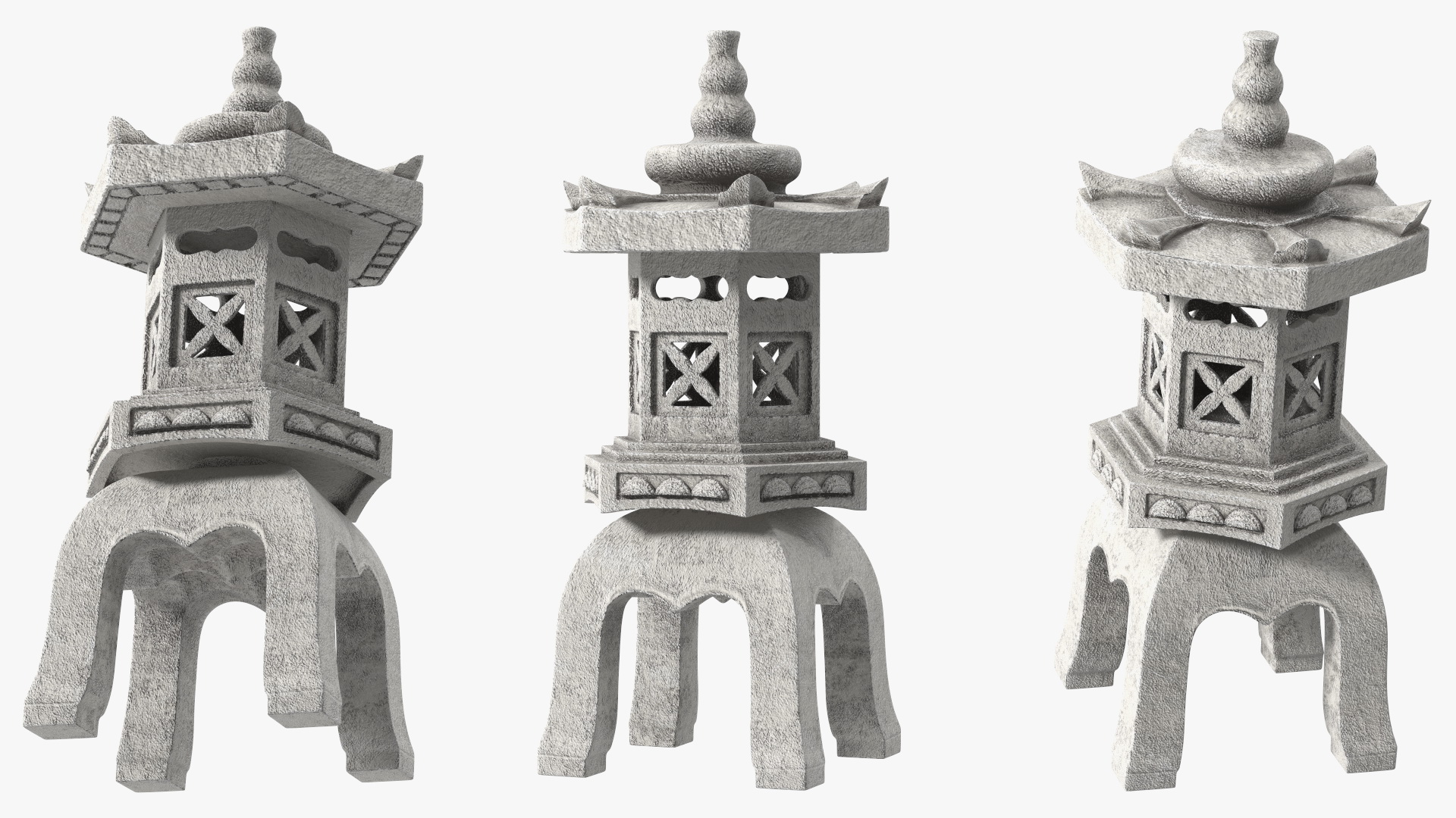 Pagoda Lantern Garden Statue White 3D model