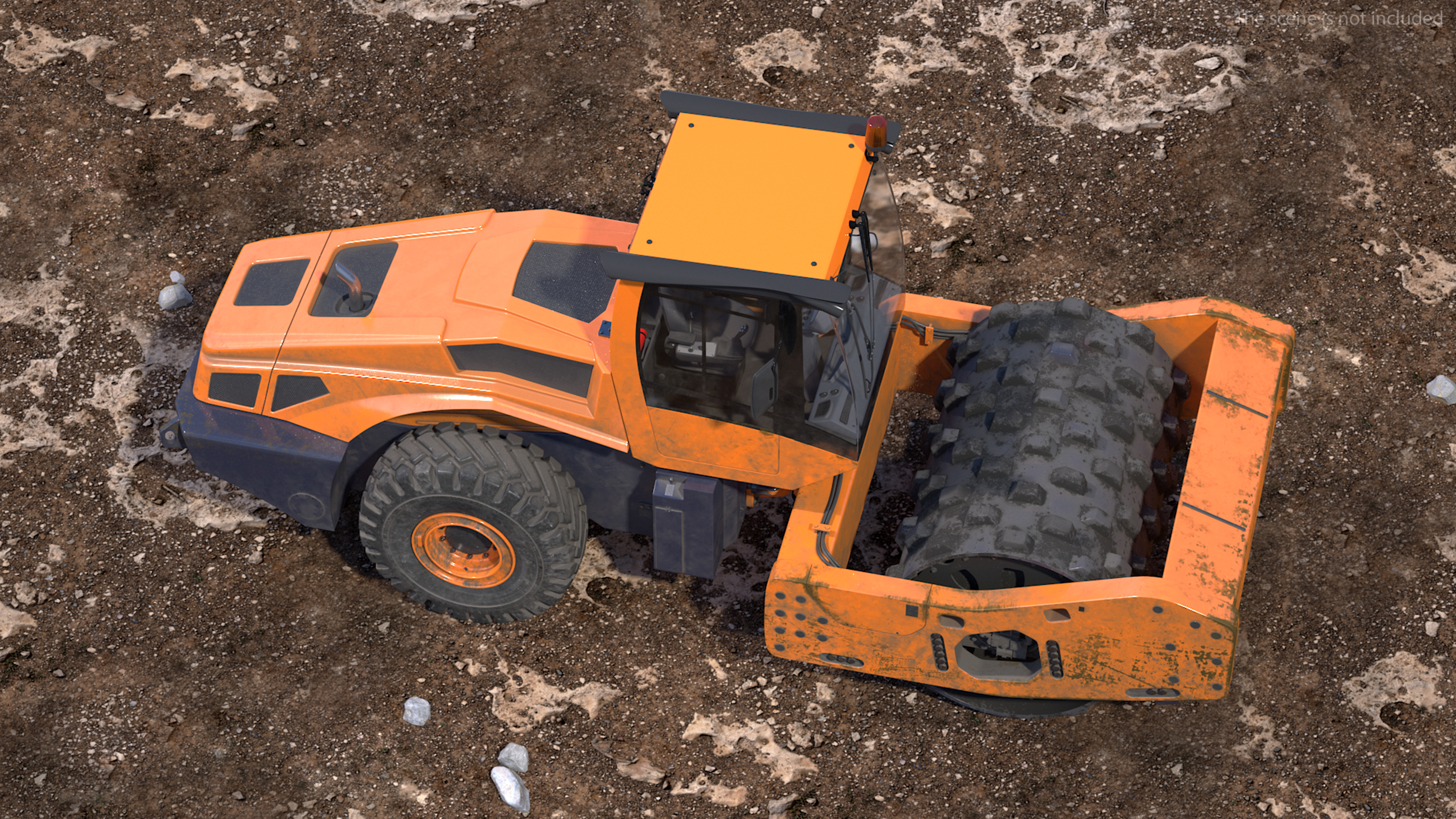 3D model Single Drum Compactor Vehicle Dirty