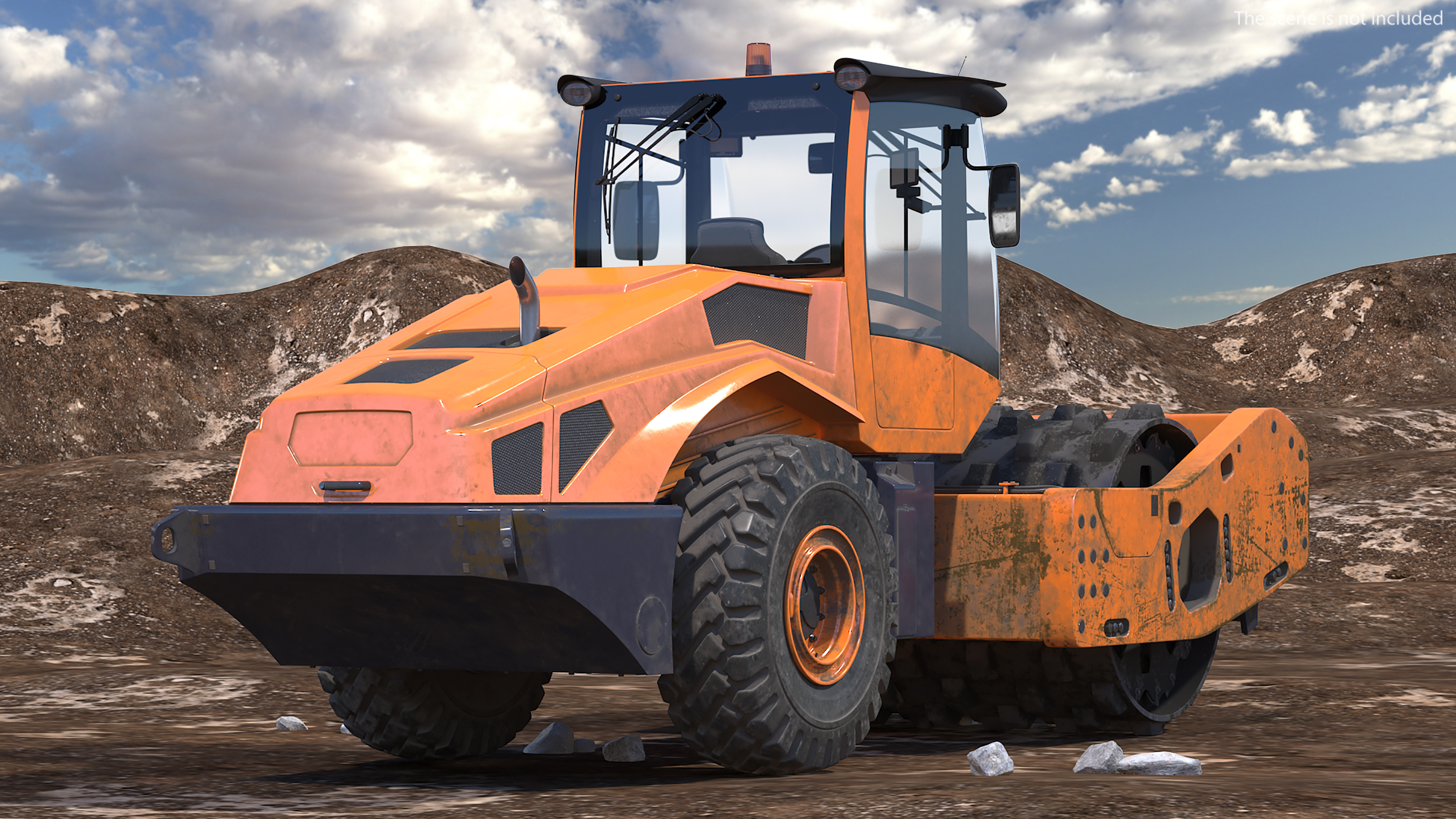 3D model Single Drum Compactor Vehicle Dirty