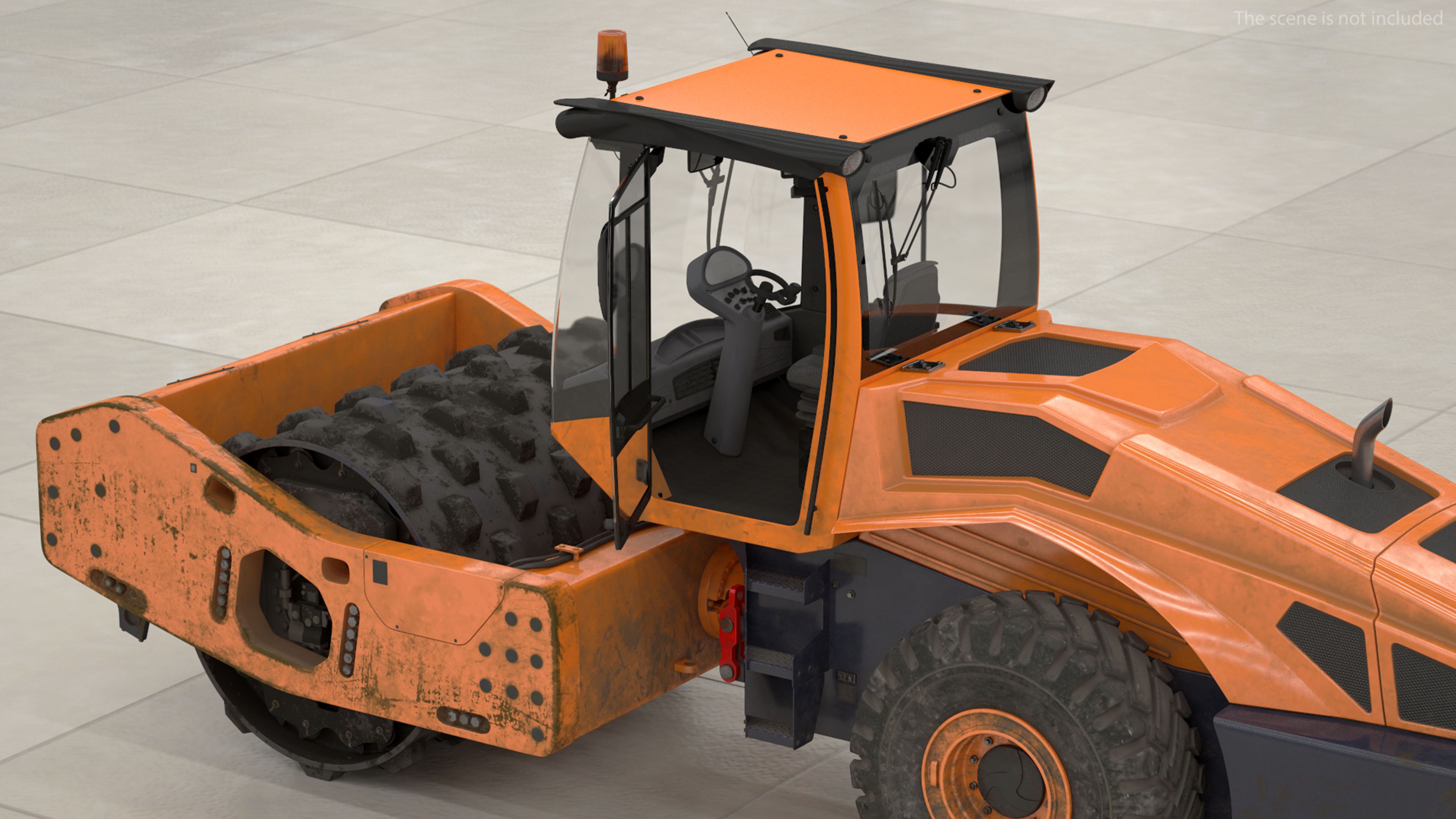 3D model Single Drum Compactor Vehicle Dirty