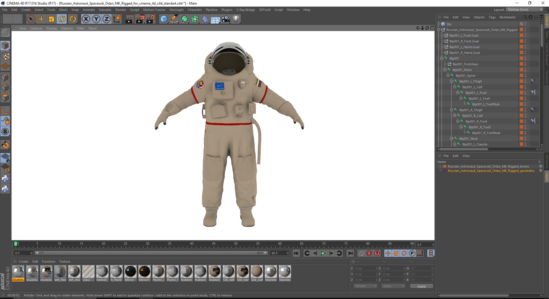 Russian Astronaut Spacesuit Orlan MK Rigged for Cinema 4D 3D