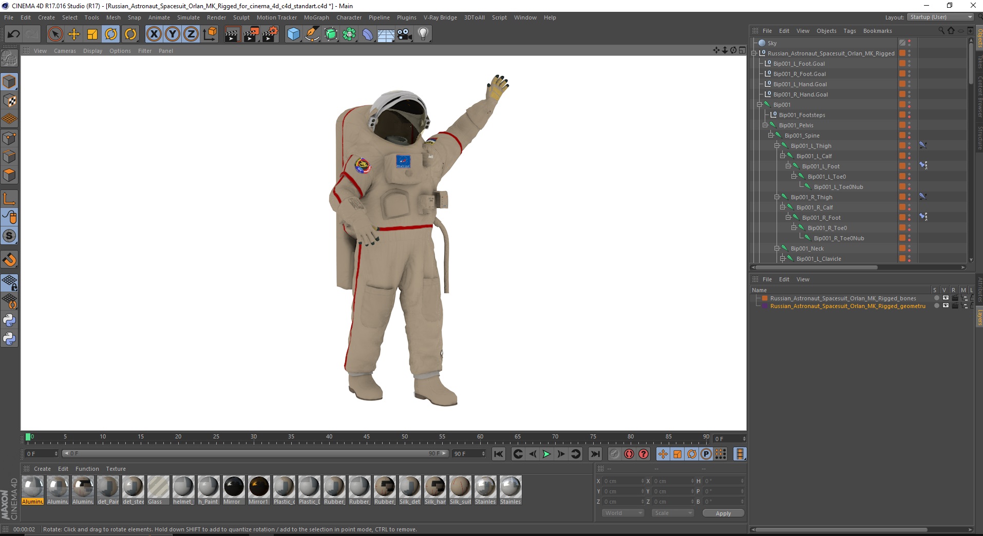 Russian Astronaut Spacesuit Orlan MK Rigged for Cinema 4D 3D