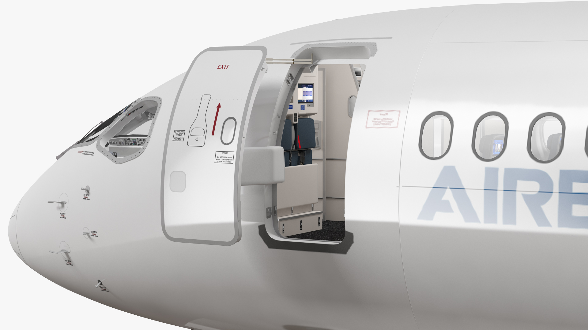3D model Airbus A220 300 Detailed Interior Rigged