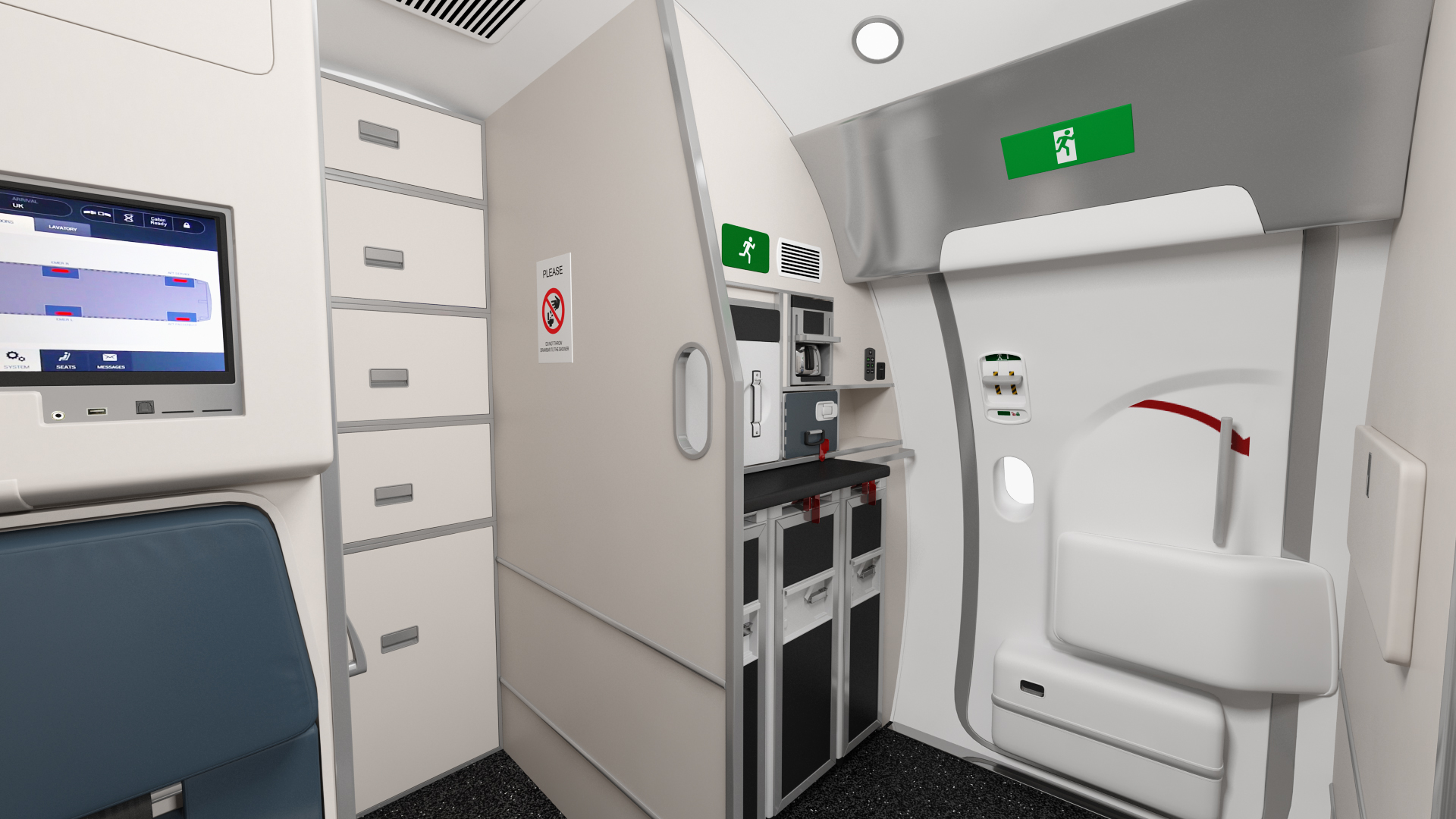 3D model Airbus A220 300 Detailed Interior Rigged