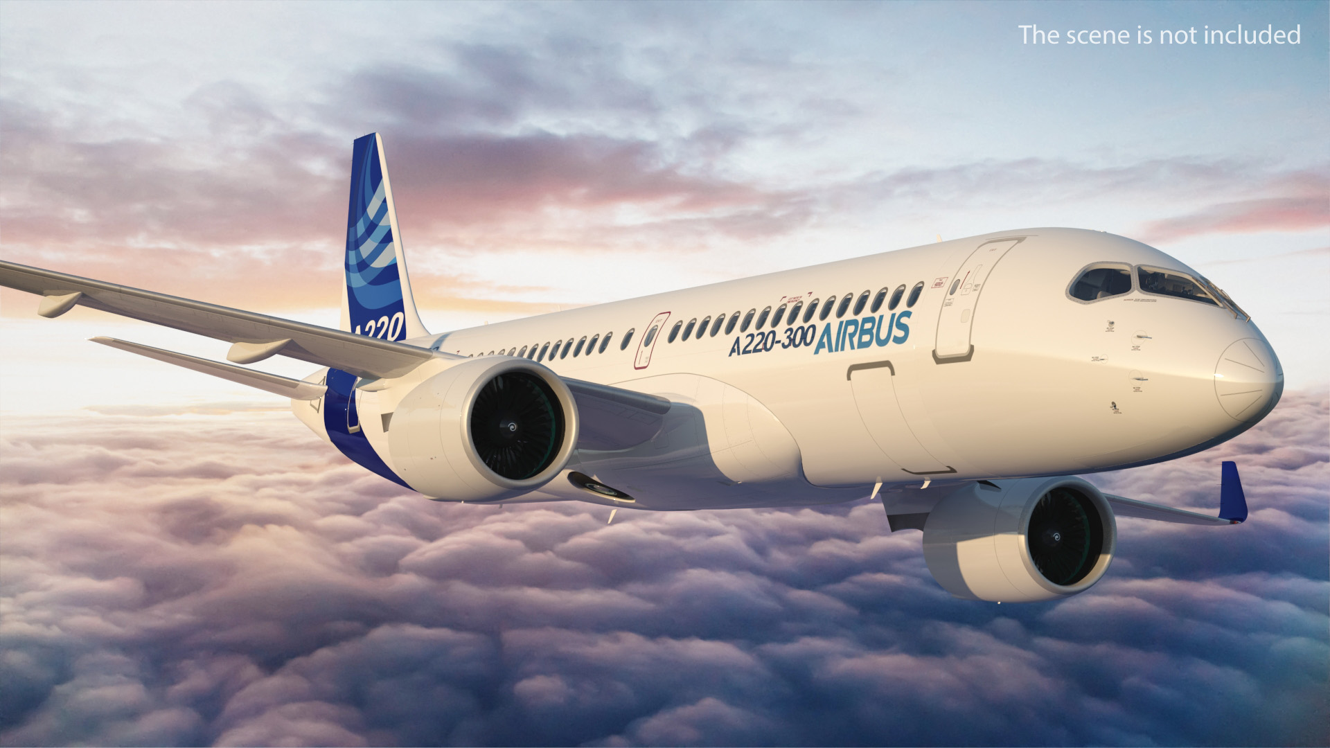 3D model Airbus A220 300 Detailed Interior Rigged