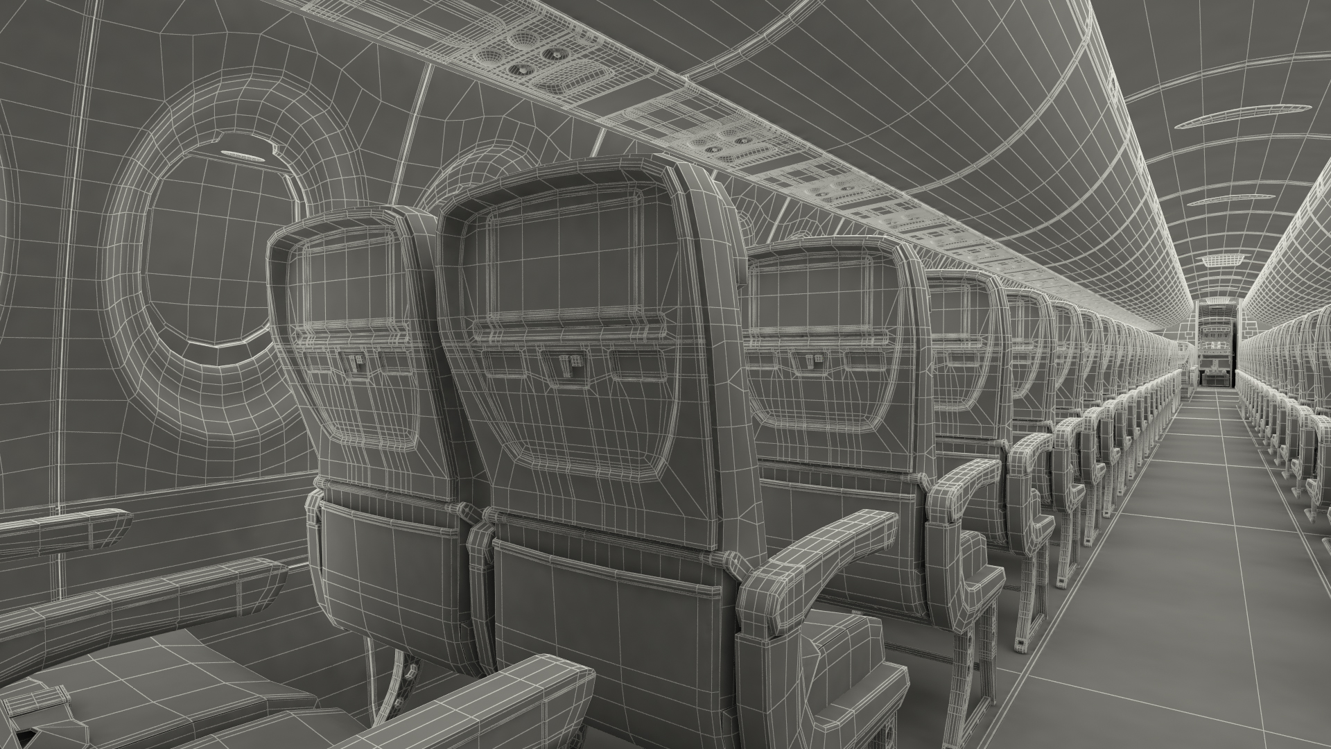 3D model Airbus A220 300 Detailed Interior Rigged