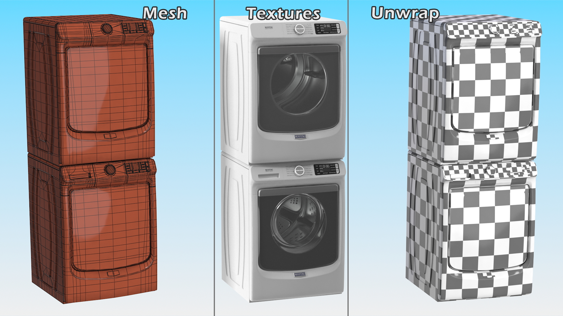 3D Maytag Washer and Dryer Set White model