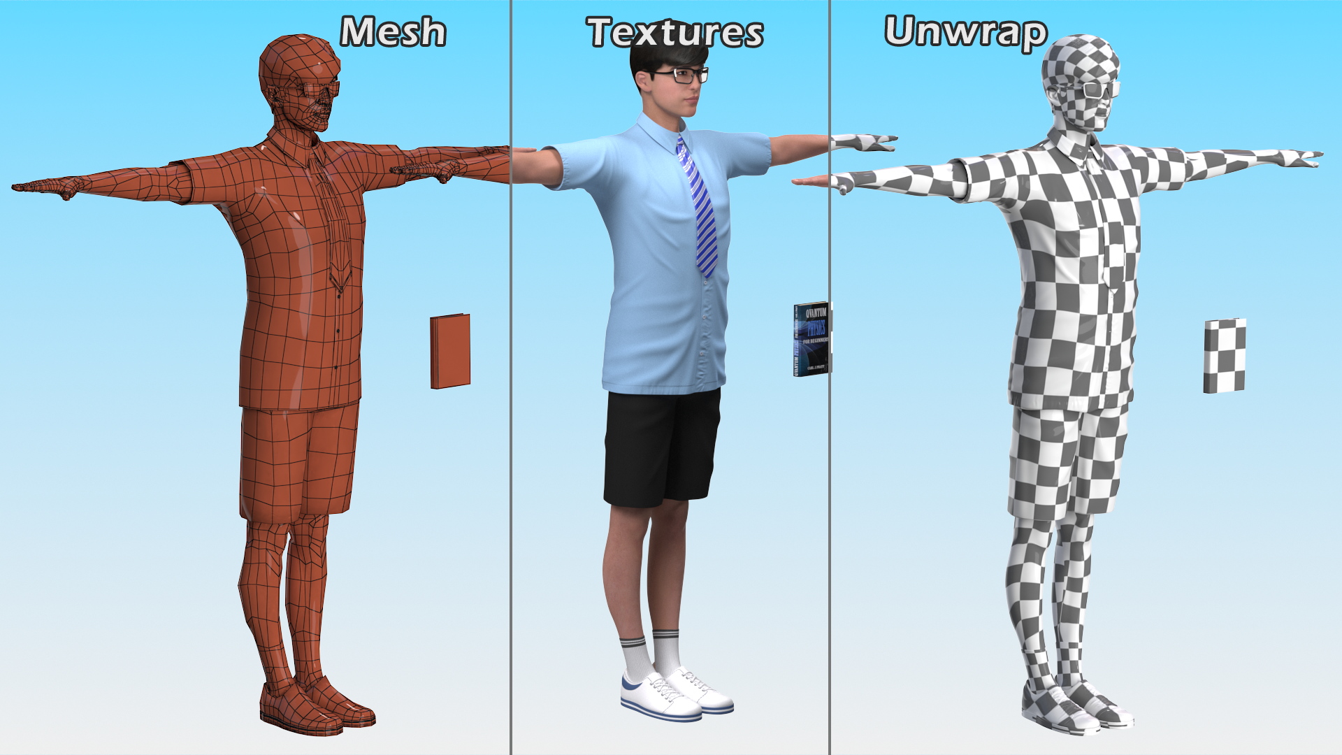 Chinese Schoolboy Rigged 3D model